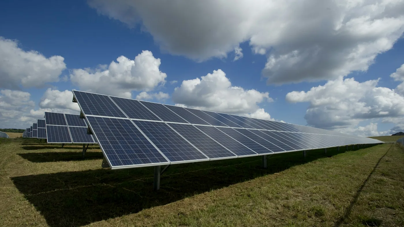 Solar panels on a residential rooftop